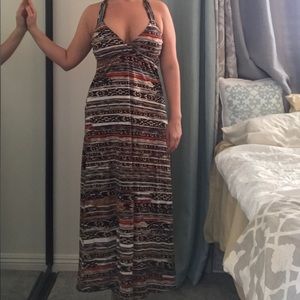 Long summer dress. Tribal print